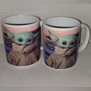 2 MUGS Disney The Child Grogu Mandalorian Starwars coffee cups baby Yoda